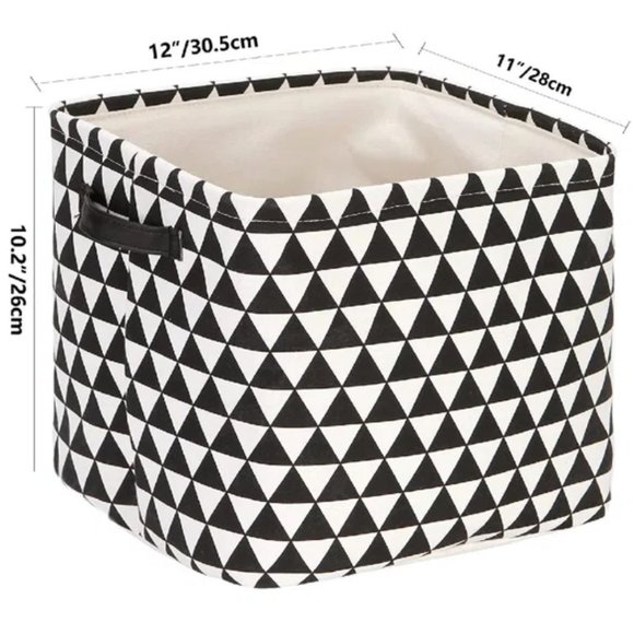 NWT Sea Team Foldable Large Square Black/White Geometric Fabric Storage Bins Set - Picture 5 of 9